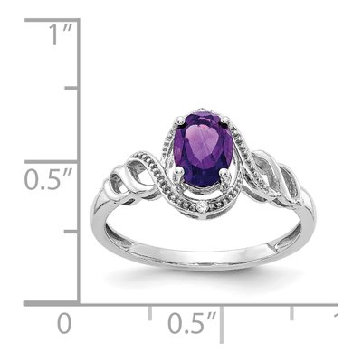 10K White Gold Amethyst & Diamond Oval Ring – view 4