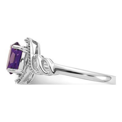 10K White Gold Amethyst & Diamond Oval Ring – view 5