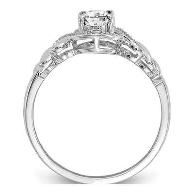 10K White Gold White Topaz & Diamond Oval Ring – view 3