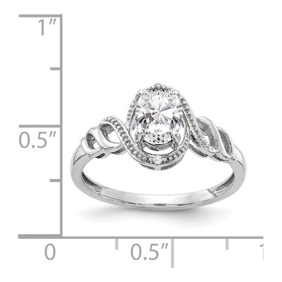 10K White Gold White Topaz & Diamond Oval Ring – view 4