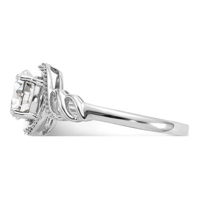 10K White Gold White Topaz & Diamond Oval Ring – view 5