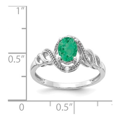 10K White Gold Emerald & Diamond Natural Ring – view 3