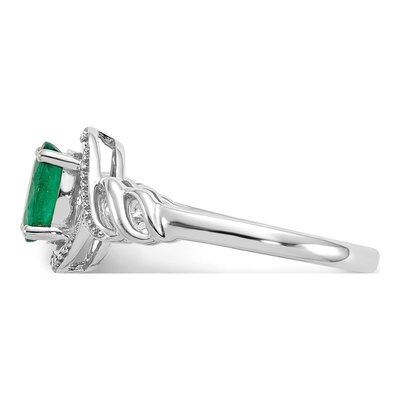 10K White Gold Emerald & Diamond Natural Ring – view 4