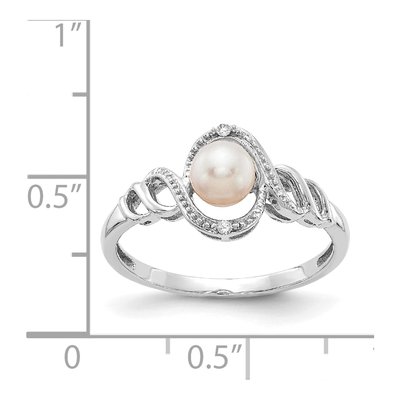 10K White Gold Freshwater Cultured Pearl & Diamond June Ring – view 3