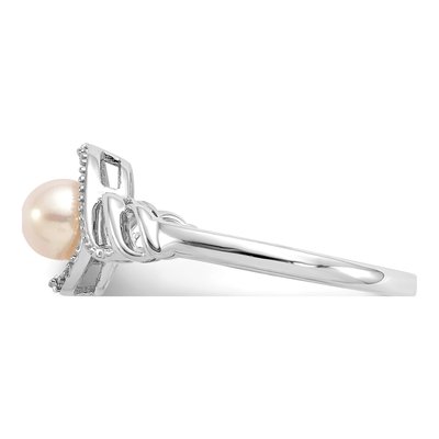 10K White Gold Freshwater Cultured Pearl & Diamond June Ring – view 4