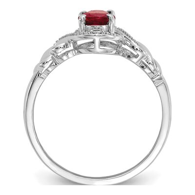 10K White Gold Ruby & Diamond Oval Ring – view 3
