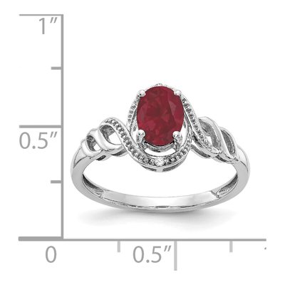 10K White Gold Ruby & Diamond Oval Ring – view 4