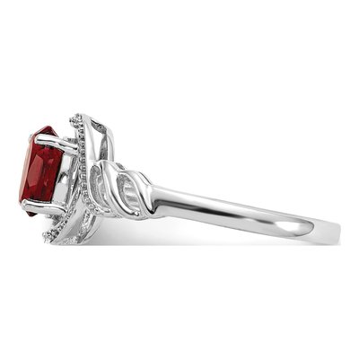 10K White Gold Ruby & Diamond Oval Ring – view 5