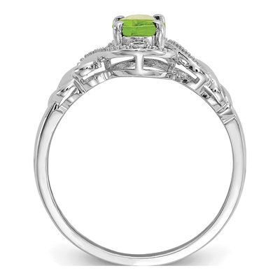 10K White Gold Peridot & Diamond Oval August Ring – view 3