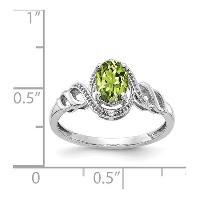 10K White Gold Peridot & Diamond Oval August Ring – view 4
