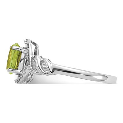 10K White Gold Peridot & Diamond Oval August Ring – view 5