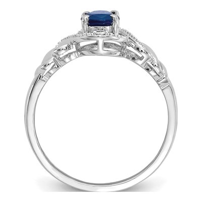 10K White Gold Sapphire & Diamond Oval September Ring – view 2