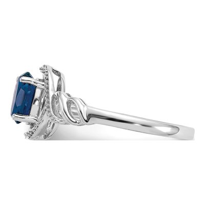 10K White Gold Sapphire & Diamond Oval September Ring – view 4
