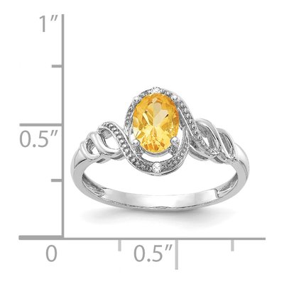 10K White Gold Citrine & Diamond Oval November Ring – view 4