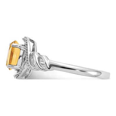 10K White Gold Citrine & Diamond Oval November Ring – view 5