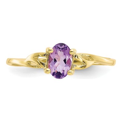 10K Yellow Gold Amethyst Birthstone Ring – view 5