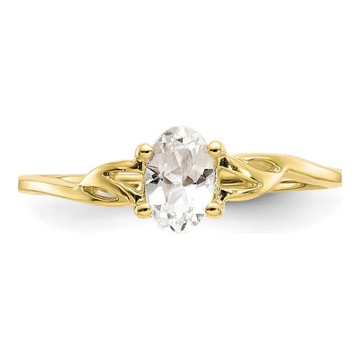 10K Yellow Gold White Topaz April Birthstone Ring – view 5