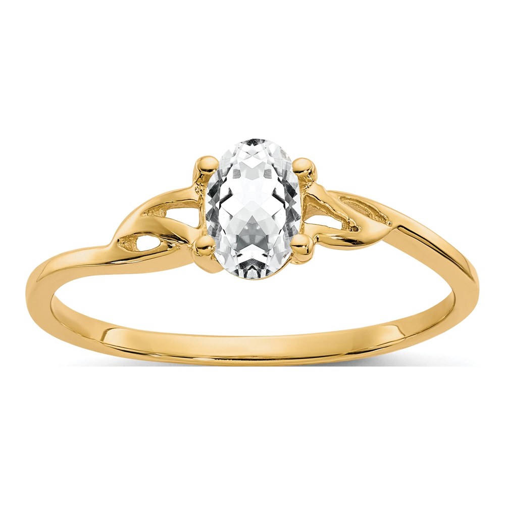 10K Yellow Gold White Topaz April Birthstone Ring