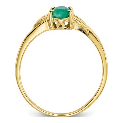 10K Yellow Gold Emerald May Ring – view 3