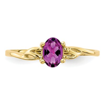 10K Yellow Gold Rhodolite Garnet Oval June Birthstone Ring – view 5