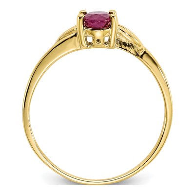 10K Yellow Gold Ruby Oval Ring – view 3