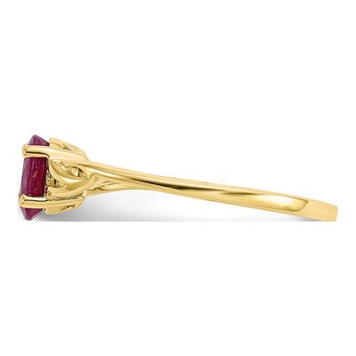 10K Yellow Gold Ruby Oval Ring – view 4