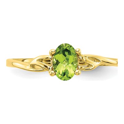 10K Yellow Gold Peridot Oval August Birthstone Ring – view 5