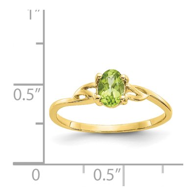 10K Yellow Gold Peridot Oval August Birthstone Ring – view 6