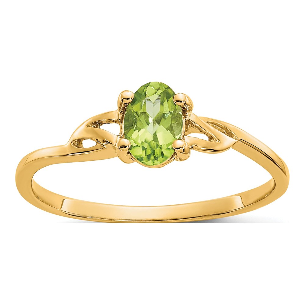 10K Yellow Gold Peridot Oval August Birthstone Ring