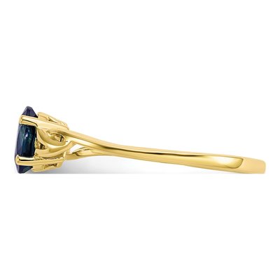 10K Yellow Gold Sapphire Oval Ring – view 3