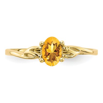 10K Yellow Gold Citrine Oval Ring – view 5