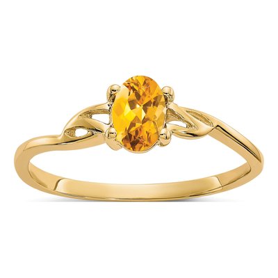 10K Yellow Gold Citrine Oval Ring