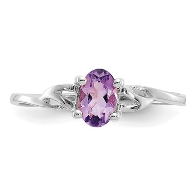 10K White Gold Amethyst Birthstone Ring – view 5