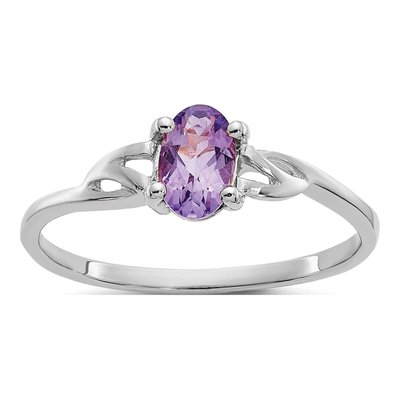 10K White Gold Amethyst Birthstone Ring
