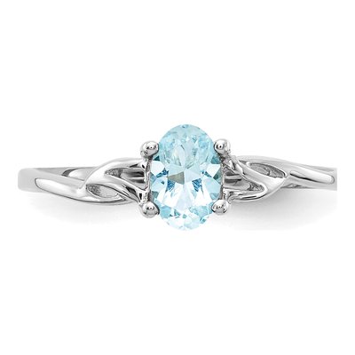 10K White Gold Aquamarine Birthstone Ring – view 5