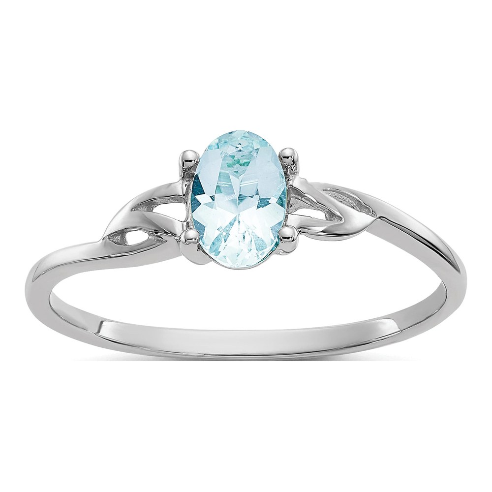 10K White Gold Aquamarine Birthstone Ring