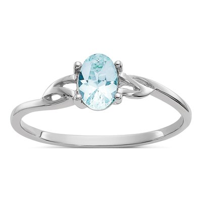 10K White Gold Aquamarine Birthstone Ring
