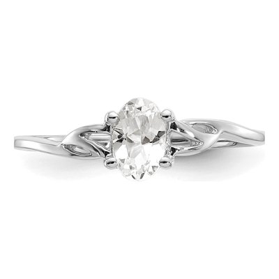 10K White Gold White Topaz Birthstone Ring – view 5