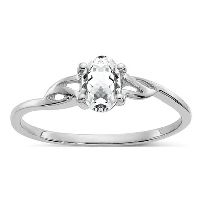 10K White Gold White Topaz Birthstone Ring