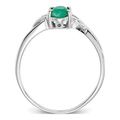 10K White Gold Genuine Emerald Birthstone Ring | Size 7 – view 3