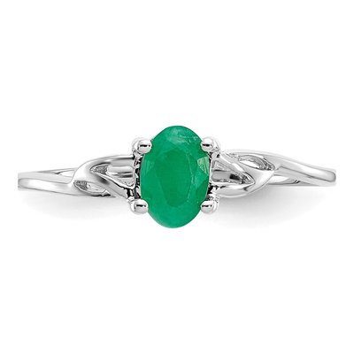 10K White Gold Genuine Emerald Birthstone Ring | Size 7 – view 5