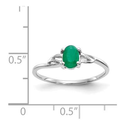 10K White Gold Genuine Emerald Birthstone Ring | Size 7 – view 6