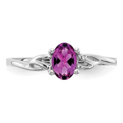 10K White Gold Rhodolite Garnet Oval June Birthstone Ring – view 4