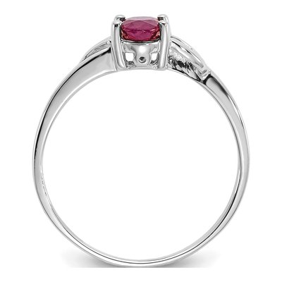 10K White Gold Ruby Oval Birthstone Ring – view 3