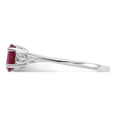 10K White Gold Ruby Oval Birthstone Ring – view 4