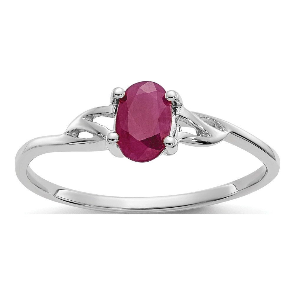 10K White Gold Ruby Oval Birthstone Ring