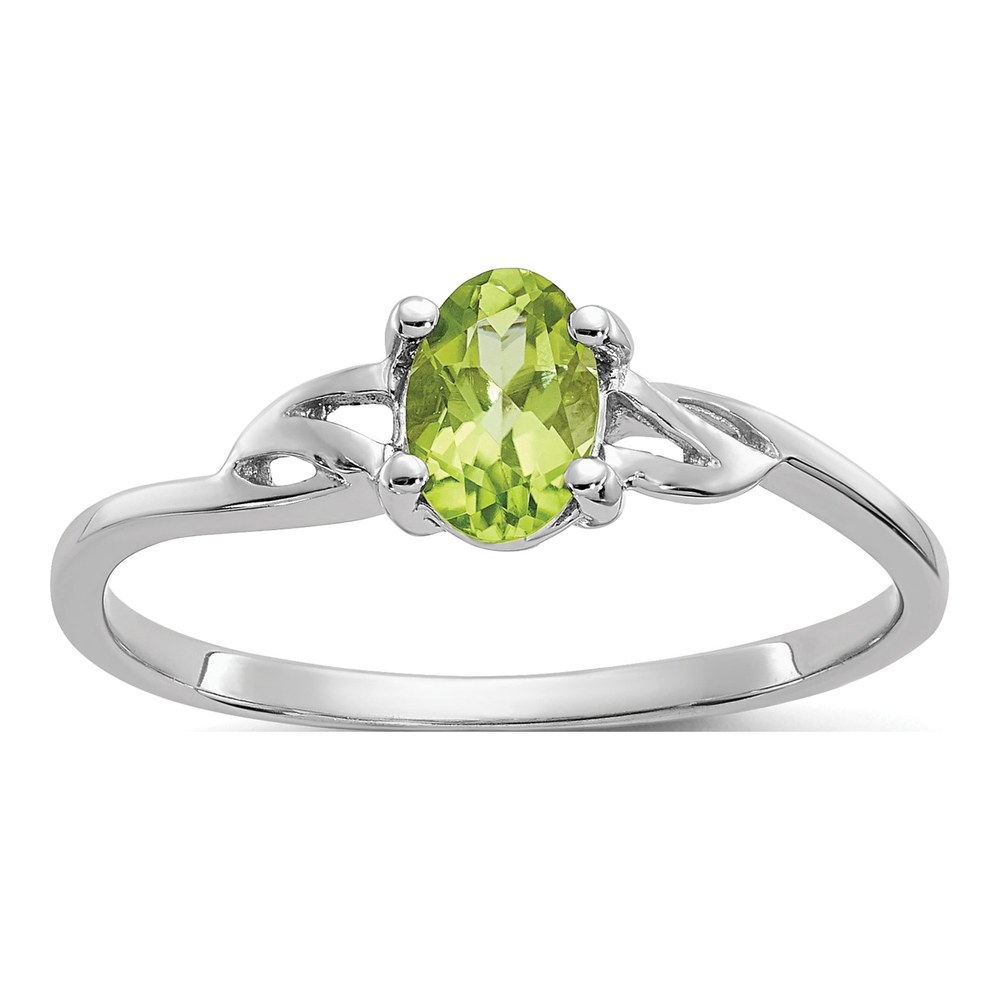 10K White Gold Peridot Birthstone Ring