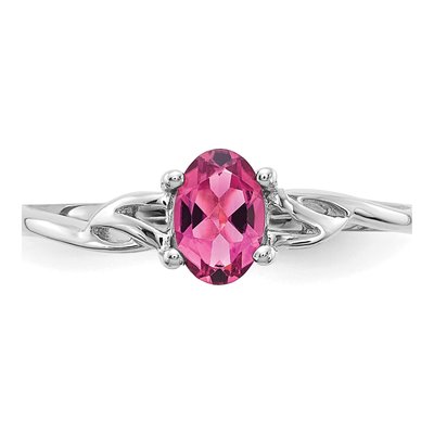 10K White Gold Pink Tourmaline Oval Ring – view 5