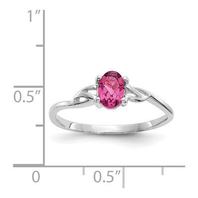 10K White Gold Pink Tourmaline Oval Ring – view 6