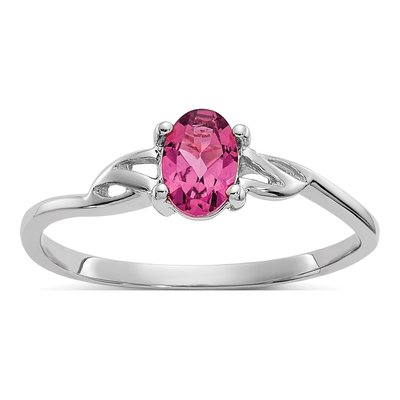 10K White Gold Pink Tourmaline Oval Ring